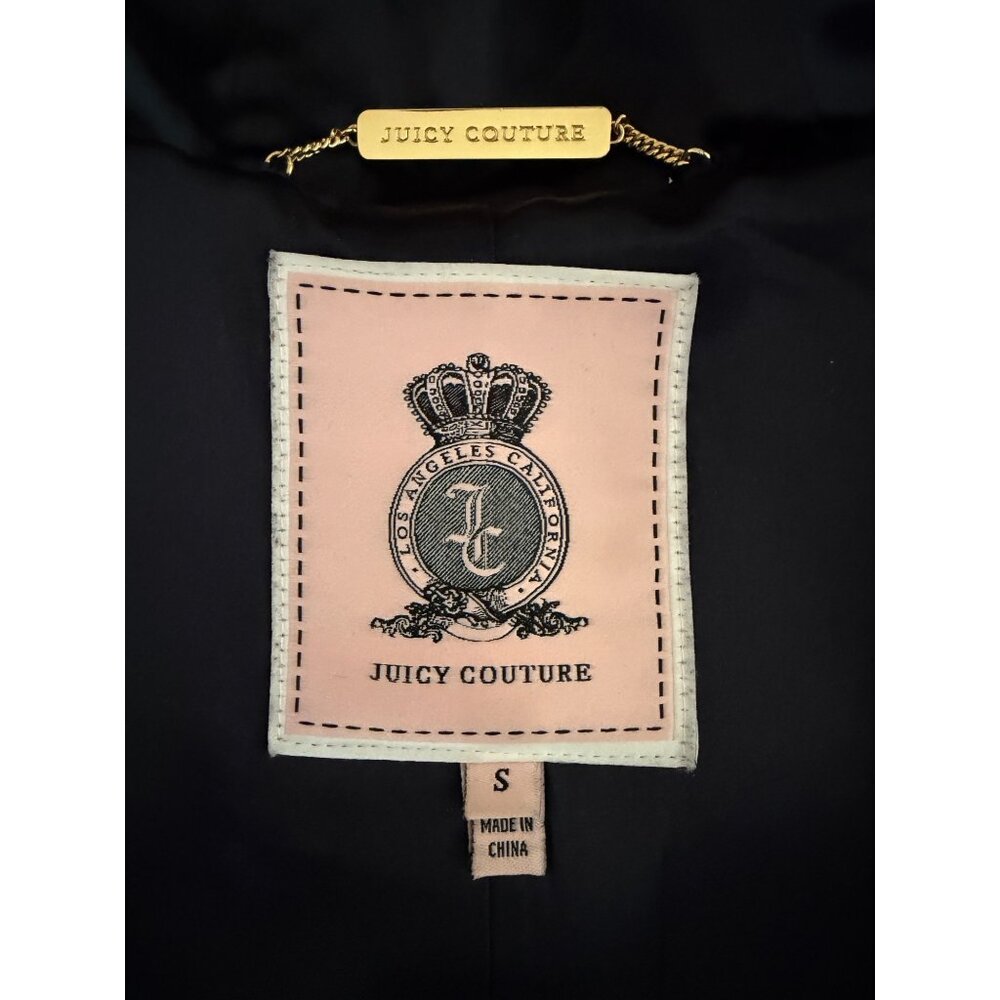 VTG Juicy Couture Black Wool Blend Faux Fur Trim Hooded Toggle Coat| Y2K Mobwife - Picture 12 of 16